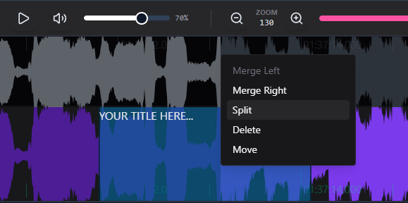 Splitting subtitle on waveform at cursor position in Sublandia Editor